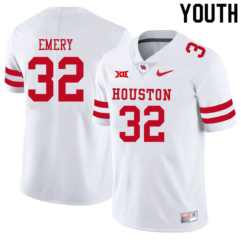 Youth #32 Jalen Emery Houston Cougars College Big 12 Conference Football Jerseys Sale-White